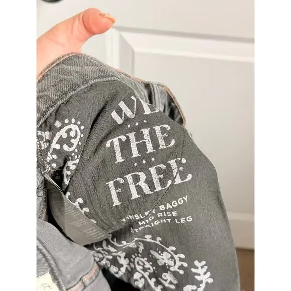 We The Free Tinsley Baggy Mid-Rise Straight Leg Jeans Blow Out Black 27" - Picture 7 of 7